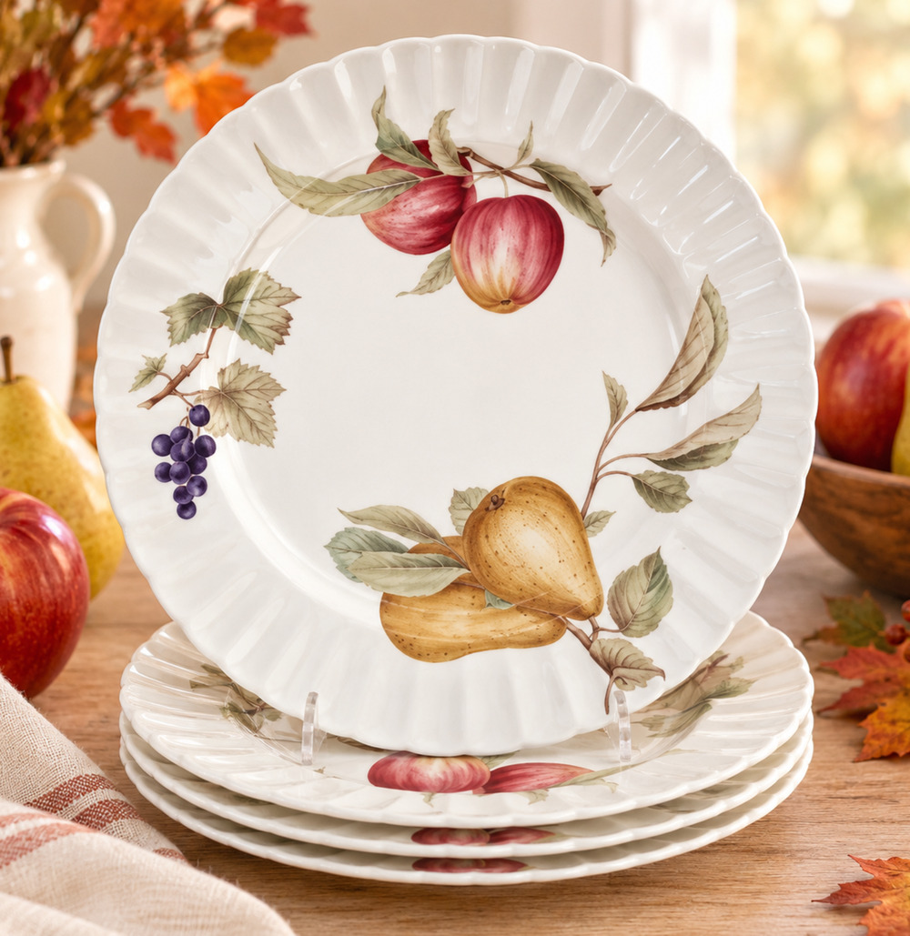 Set of 4 Mikasa Maxima Super Strong CAJ05 Belle Terre 10 3/4" Dinner Plates